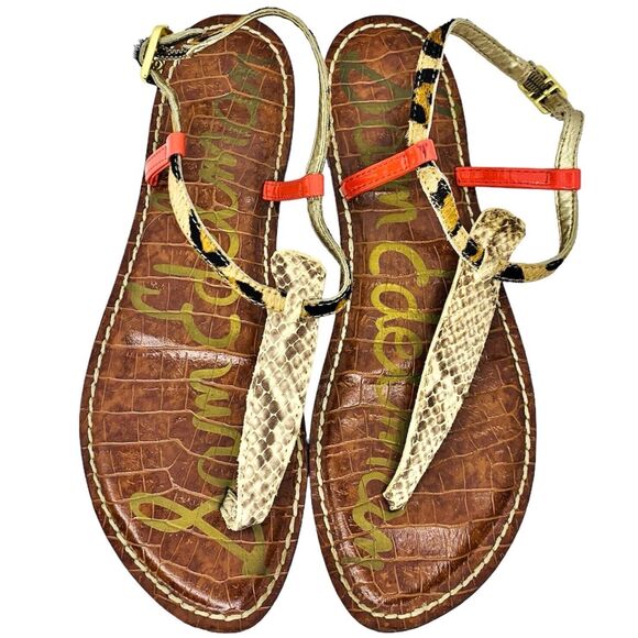 Sam Edelman Gigi Thong Sandals Flats Women's Size 6 - Snake / Leopard / Coral - Picture 7 of 10